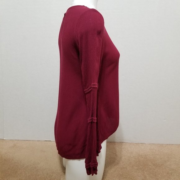 Alya top Small crinkle crochet ladder inset peasant keyhole boho Francesca's - Picture 4 of 12